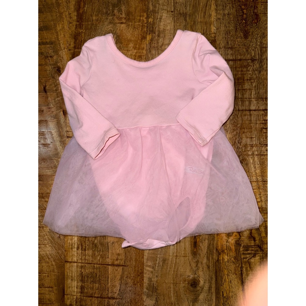 RuffleButts Baby Girl Pink Long Sleeve Tutu Bodysuit Dress 6-12 Months Ballet